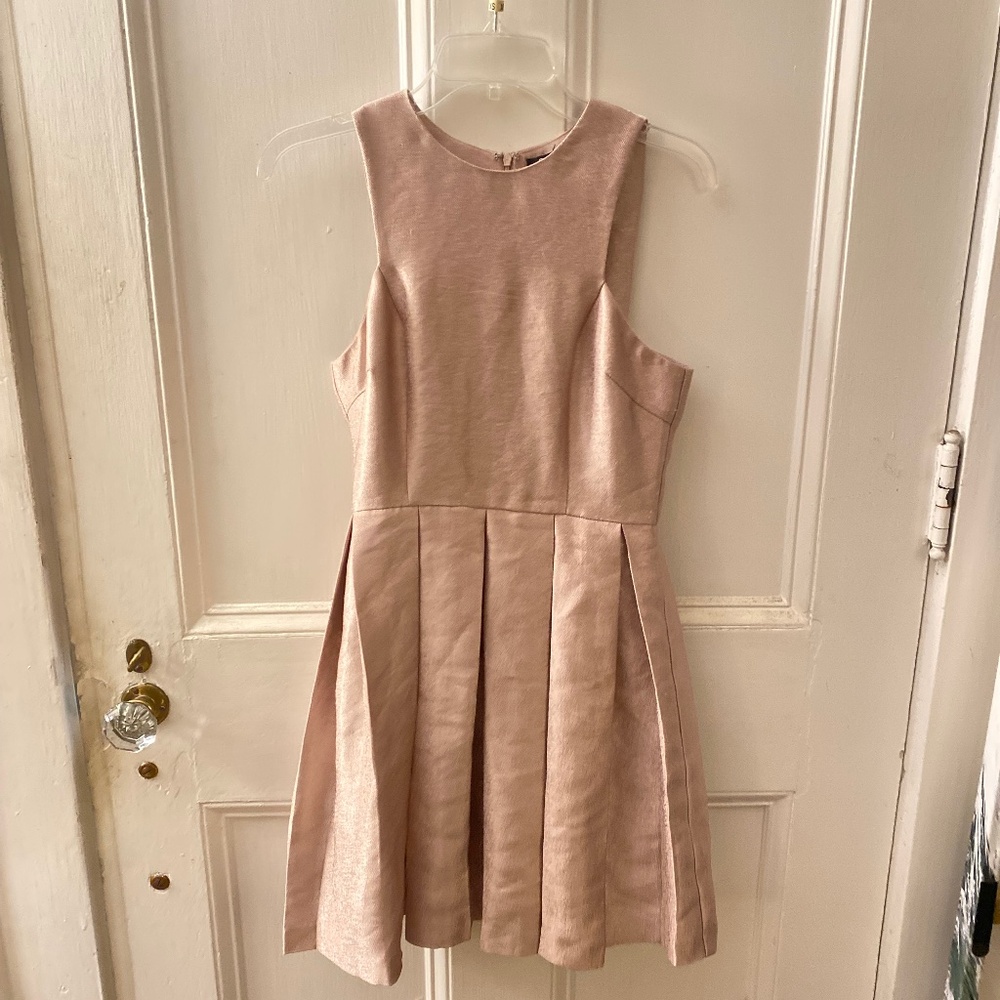 GIANNI BINI Shiny Rose Gold Pink Peplum Dress Size Small